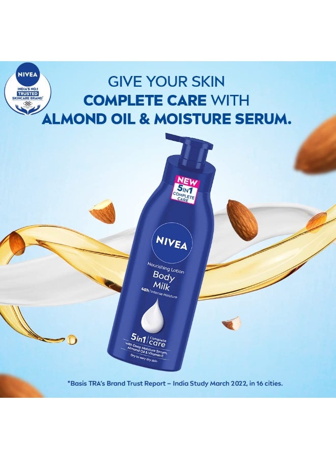 نيفيا مجموعة نيفيا المتكاملة - حليب للجسم 400 مل للعناية الكاملة 5 في 1 ولوشن مغذي للجسم وكريم مرطب ناعم 200 مل مع فيتامين E وزيت الجوجوبا. - Image 2